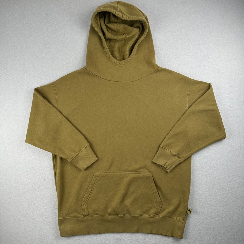 JoyLab Hoodie Womens Large Olive Gold Oversized Fleece Pullover Kangaroo Pocket